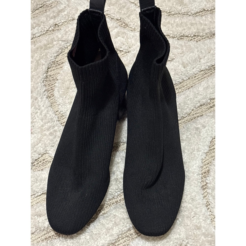 Everlane Glove Boot ReKnit Black Ribbed Knit Block Heel Ankle Boots Womens 10 - Picture 1 of 7